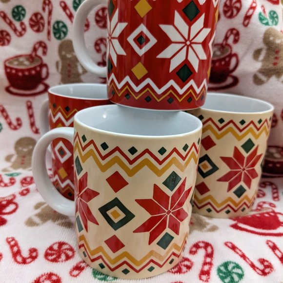 German Mugs Waechtersbach Set of 4 Pattern Inspired By Scandinavian Sweaters - Picture 8 of 11